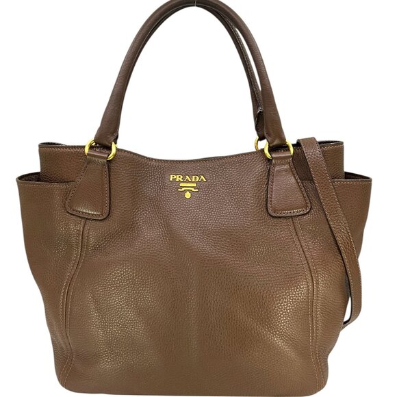Prada Vitello Daino Leather Side Pocket Tote - Picture 1 of 9